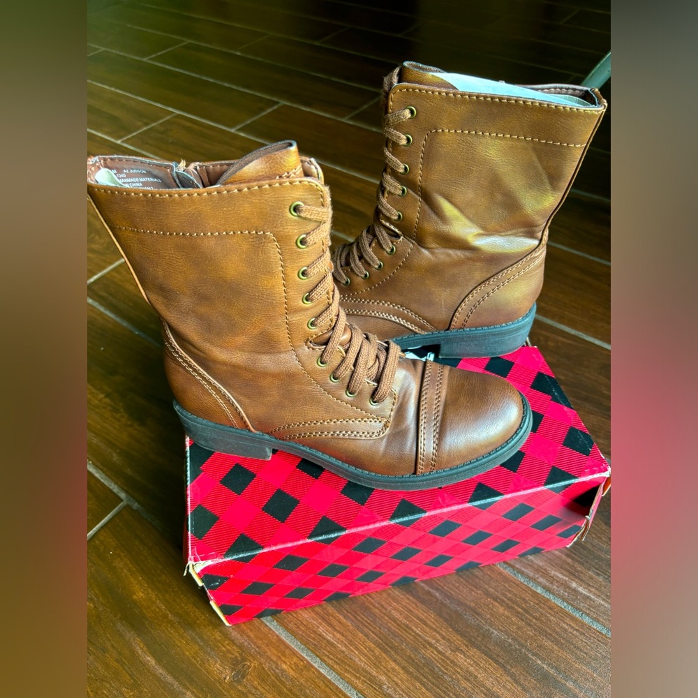 Arizona Jean Womens AZ Judson Lace Up Zip Brown Boots Size 8.5M